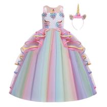 Fantasia IZKIZF Unicorn Princess Vestido com faixa de cabeça para meninas 8-9T Fantasia IZKIZF Unicorn Princess Vestido com faixa de cabeça para meninas 8-9T