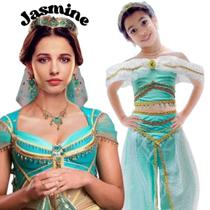 Fantasia Jasmine Aladdin de Luxo Com Tiara Odalisca P/ Bebê