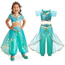 Fantasia Jasmine Infantil Luxo Disney Princesas tamanho 10
