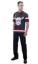 Fantasia Jason Masculino Camiseta Adulto com Máscara - Halloween Fantasia Jason Masculino Camiseta Adulto com Máscara - Halloween