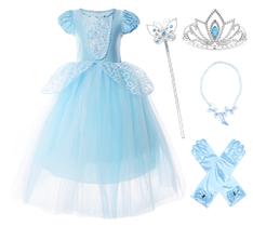 Fantasia JerrisApparel Girls Princess Dress 4T azul com acesso.