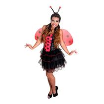 Fantasia Joaninha Adulto com Asa Fantasia Joaninha Adulto com Asa