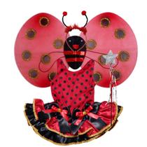 Fantasia Joaninha Infantil com Asa Varinha e Tiara