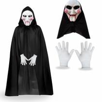 Fantasia Jogos Mortais Jig Saw Halloween Carnaval (Máscara, Capa, Luva e Gravata) Fantasia Jogos Mortais Jig Saw Halloween Carnaval (Máscara, Capa, Luva e Gravata)
