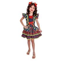 Fantasia Junina Infantil Vestido Caipira Babado Renda Estampa Retalhos Coloridos Anjo Fantasias 375