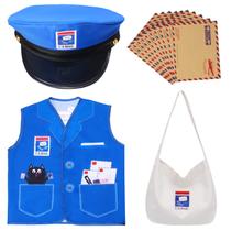 Fantasia Keymall Kids Mailman Mr. Postman com chapéu, colete e bolsa Fantasia Keymall Kids Mailman Mr. Postman com chapéu, colete e bolsa