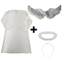 Fantasia Kit Anjo Adulto Tunica Asa de Anjo Aureola Carnaval Halloween Querubim Teatro Festa Batismo Coroacao Fantasia Kit Anjo Adulto Tunica Asa de Anjo Aureola Carnaval Halloween Querubim Teatro Festa Batismo Coroacao