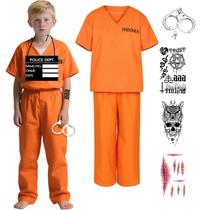 Fantasia Kuberas Prisoner para crianças, roupa laranja de Halloween