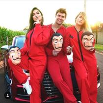 Fantasia La casa de papel adulto do P ao GG Unissex com máscara e luva - Em Fantasy