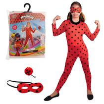 Fantasia Ladybug Feminina Infantil de Luxo Com Máscara e Ioiô Heroina