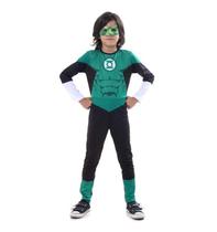 Fantasia Lanterna Verde Infantil Liga da Justiça Longa Com Máscara