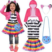Fantasia Latocos Girls Cat Dollhouse com vestido de tutu arco-íris