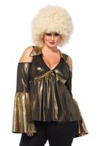 Fantasia Leg Avenue Disco Diva Plus Size Preto e Dourado 3X-4X Fantasia Leg Avenue Disco Diva Plus Size Preto e Dourado 3X-4X