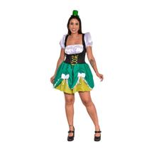 Fantasia Leprechaun Saint St. Patricks Day Oktoberfest Completa Duende Feminina Vestido Verde Adulto Carnaval Natal