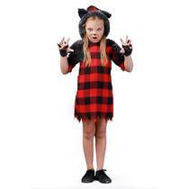 Fantasia Lobisomem Infantil Vestido Halloween Lobisomem Menina Capuz e Luva Sulamericana 923225