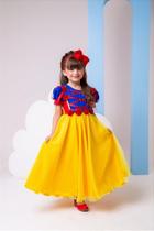 Fantasia Longa Vestido Branca de Neve Luxo para Crianças