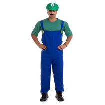 Fantasia Luigi Masculino Com Quepe + Bigode Brinde