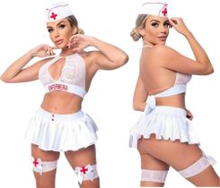 Fantasia Luxo Enfermeira Feminino Adulto Lingerie - Veste do 36 ao 44