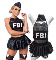 Fantasia Luxo Feminina Adulto Polcial FBI Lingerie - veste do 36 ao 44 - JC Criações
