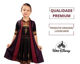 Fantasia luxo frozen elsa anna infantil original-disney