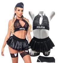 Fantasia Luxo Policial Lingerie Feminina Adulto - Veste do 36 ao 44 - JC Criações