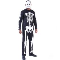 Fantasia Macacão Esqueleto Longo Caveira Adulto Cosplay Halloween Carnaval Festa Zumbi Dia Das Bruxas Noites do Terror
