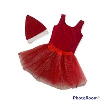 Fantasia Mamãe Noel Infantil linda com gorro de brinde