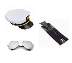 Fantasia Marinheiro Quepe Óculos e Suspensório - 3 Peças