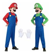 Fantasia Mario Bros Luigi C/ Luvas Quepe Bigode 4 A 14 Anos Fantasia Mario Bros Luigi C/ Luvas Quepe Bigode 4 A 14 Anos
