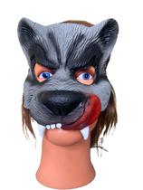 Fantasia Mascara Lobo mau com língua para fora metade rosto - Lynx produções