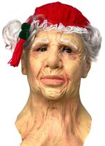 Fantasia Máscara Mamãe Noel com cabelo e gorro Realista