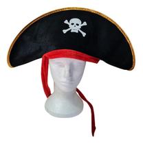 Fantasia Máscara Pirata Preto com Fita vermelha Adulto