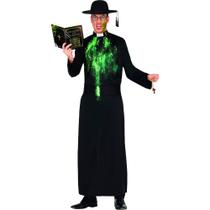 Fantasia Masculina Adulta de Halloween Roupa Padre Exorcista Jesuita Sacerdote Tunica Classica Preta Fantasia Masculina Adulta de Halloween Roupa Padre Exorcista Jesuita Sacerdote Tunica Classica Preta