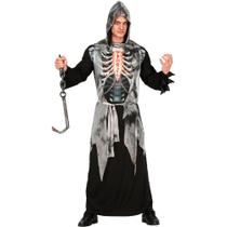 Fantasia Masculina Adulta de Terror Tunica Caveira de Monge Medieval Preta com Capuz Sacerdote Fantasia Masculina Adulta de Terror Tunica Caveira de Monge Medieval Preta com Capuz Sacerdote