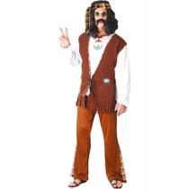 Fantasia Masculina Adulta Festa e Carnaval Roupa Hippie Anos 60 e 70 Completa com Faixa Camisa e Calça Fantasia Masculina Adulta Festa e Carnaval Roupa Hippie Anos 60 e 70 Completa com Faixa Camisa e Calça