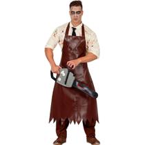 Fantasia Masculina de Halloween Terror Serial Killer Assassino Leatherface com Camisa Ensanguentada e Avental