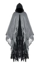 Fantasia masculina de terror Grim Reaper de Halloween, capa assustadora, fantasia de bruxa, capa masculina e feminina com capuz para adultos, adereços de cosplay (preta) Fantasia masculina de terror Grim Reaper de Halloween, capa assustadora, fantasia de bruxa, capa masculina e feminina com capuz para adultos, adereços de cosplay (preta)