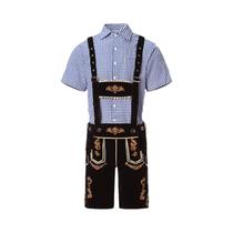 Fantasia Masculina M-XXL Para Oktoberfest: Camisa Xadrez De Manga Curta, Suspensórios E Chapéu