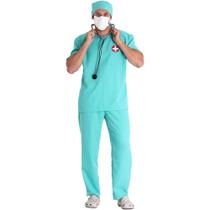 Fantasia Médico Adulto de Carnaval Com Máscara e Gorro