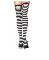 Fantasia Meia Branca e Preto listrada Adulto
