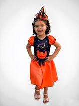 Fantasia Menina Halloween Vestido Abóbora Infantil