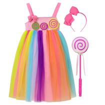 Fantasia Menina Infantil CupCake Tule Colorido Tiara Varinha Guloseimas Doces Travessuras Halloween Festa Confeitaria Bruxinha