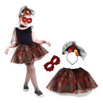 Fantasia Menina Infantil Dia Das Bruxas Halloween Aranha Saia Tiara E Mascara Fantasia Menina Infantil Dia Das Bruxas Halloween Aranha Saia Tiara E Mascara