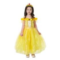 Fantasia Menina Princesa Bela Vestido Longo Infantil Dia das Crianças Festa Look Luxo Kit Babado Rodado Tule Confortável