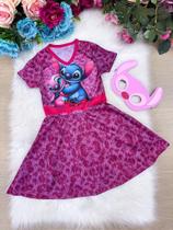 Fantasia Menina Stitch e Angel Rosa - Vestido Infantil Temático