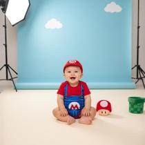 Fantasia Mesversário Bebe Mario Bross Luigi Body Fantasia Mesversário Bebe Mario Bross Luigi Body