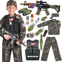 Fantasia militar infantil Metemot Military Soldier Boy, de 3 a 12 anos, +15 unidades Fantasia militar infantil Metemot Military Soldier Boy, de 3 a 12 anos, +15 unidades