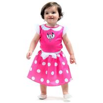 Fantasia Minnie Rosa Com Bolinha e Laço Original Disney Para Bebê Fantasia Minnie Rosa Com Bolinha e Laço Original Disney Para Bebê