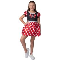 Fantasia Minnie Vermelha Infantil Pop Vestido com Tiara - Regina Festas
