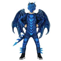 Fantasia Morph Blue Dragon para crianças de Halloween, meninos de 3 a 14 anos